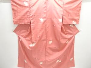 未使用品　枝花模様織り出し縦節紬着物